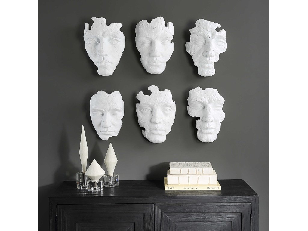 Self-Portrait Wall Decor, White, S/6