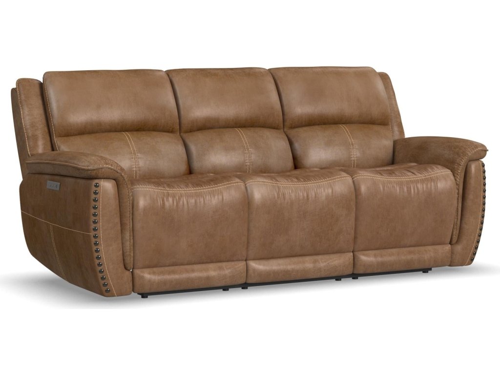 Beau Silt Fabric Power Reclining Sofa with Power Headrests