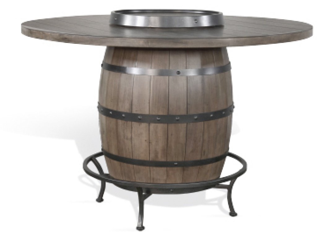 Doe Valley Round Pub Table w/ Wine Barrel Base 1038BU-B Base & Lazy Susan Swivel 1038BU-T Table Top