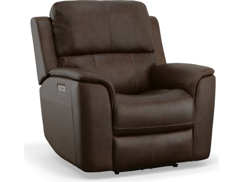 Henry Burnt Umber Leather Power Recliner with Power Headrest & Lumbar