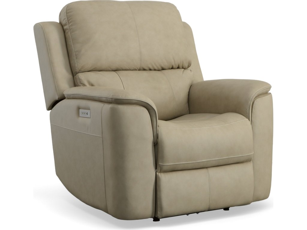 Henry Beige Leather Power Recliner with Power Headrest & Lumbar