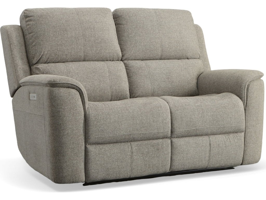 Henry Fog Fabric Power Reclining Loveseat with Power Headrests & Lumbar