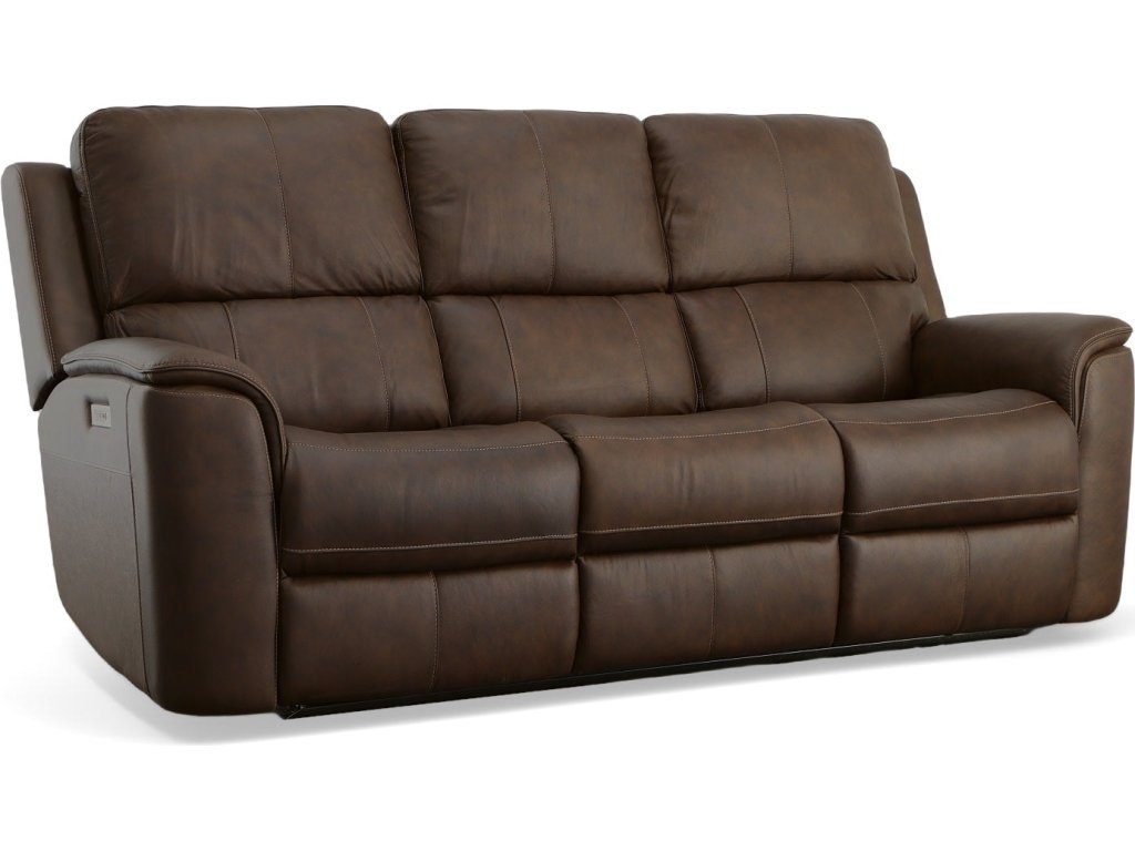 Henry Burnt Umber Leather Power Reclining Sofa with Power Headrests & Lumbar