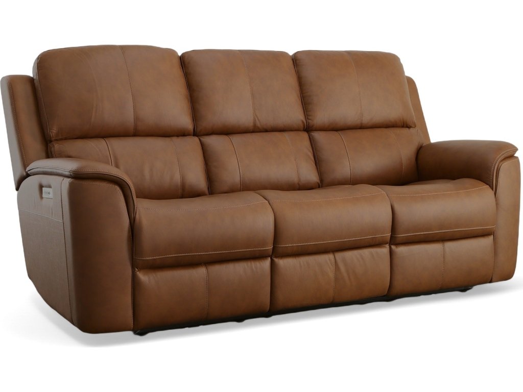 Henry Caramel Leather Power Reclining Sofa with Power Headrests & Lumbar