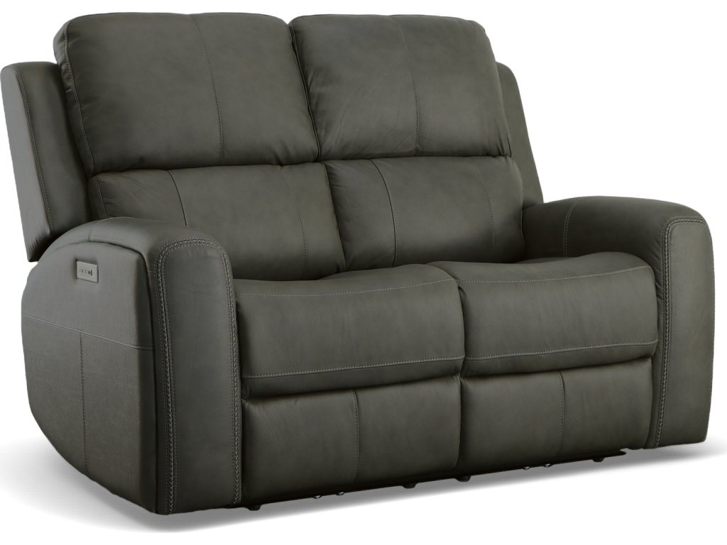 Linden Leather Power Reclining Loveseat with Power Headrests & Lumbar