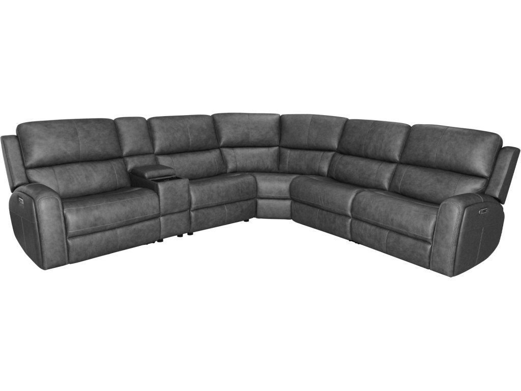 Linden Leather Power Reclining Sectional with Power Headrests & Lumbar