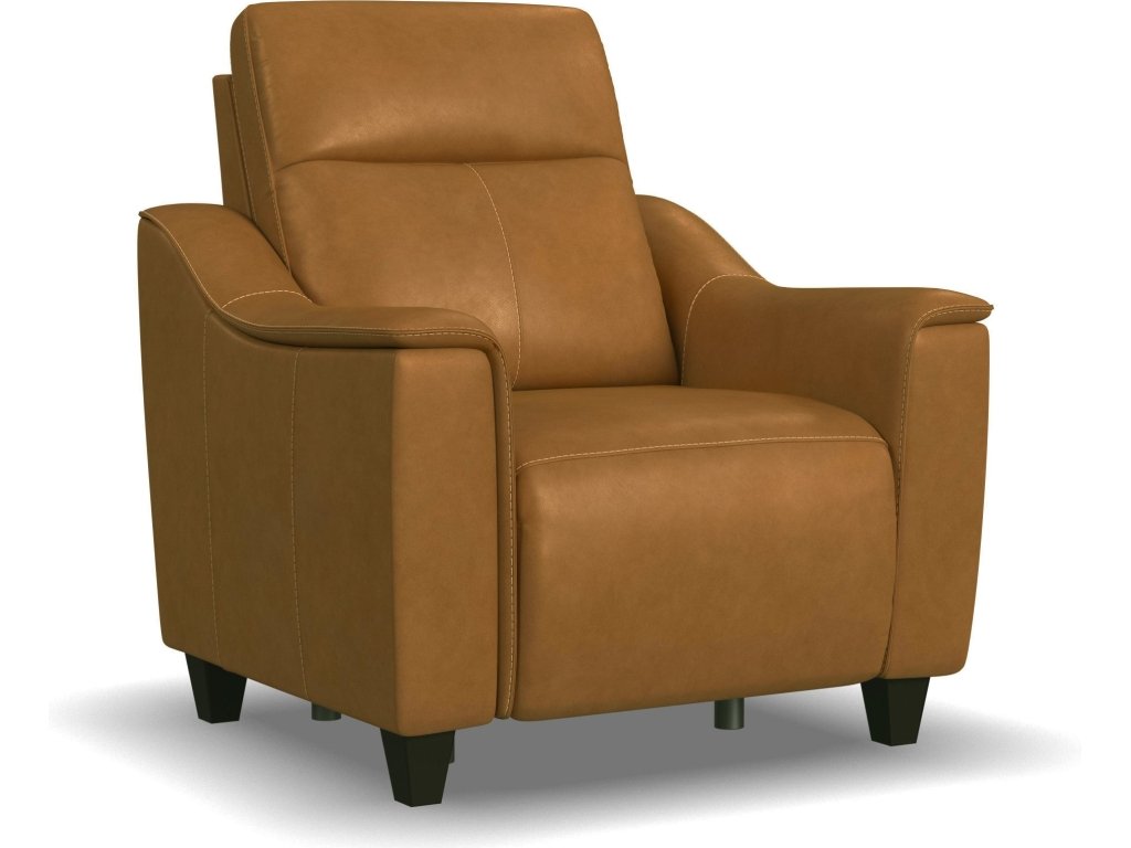 Walter Honey Leather Power Recliner with Power Headrest