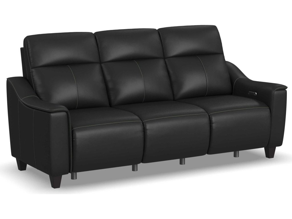 Walter Coal Leather Power Reclining Sofa with Power Headrests