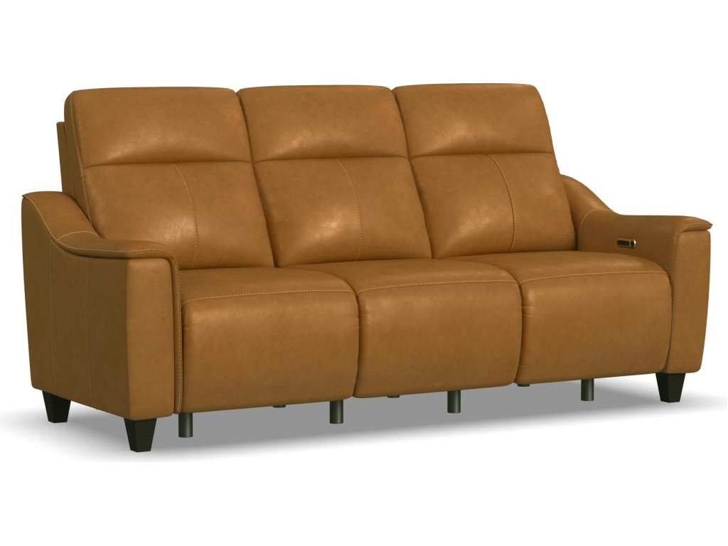 Walter Honey Leather Power Reclining Sofa with Power Headrests