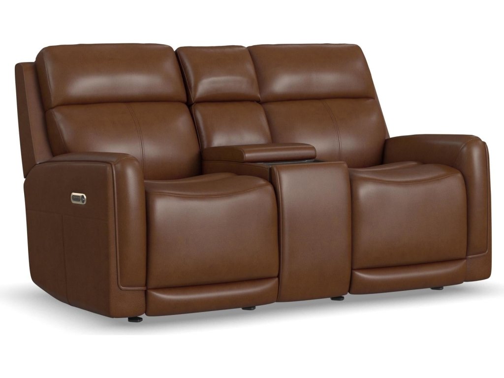 Alister Sedona Leather Power Gliding Loveseat with Console, Power Headrests & Lumbar