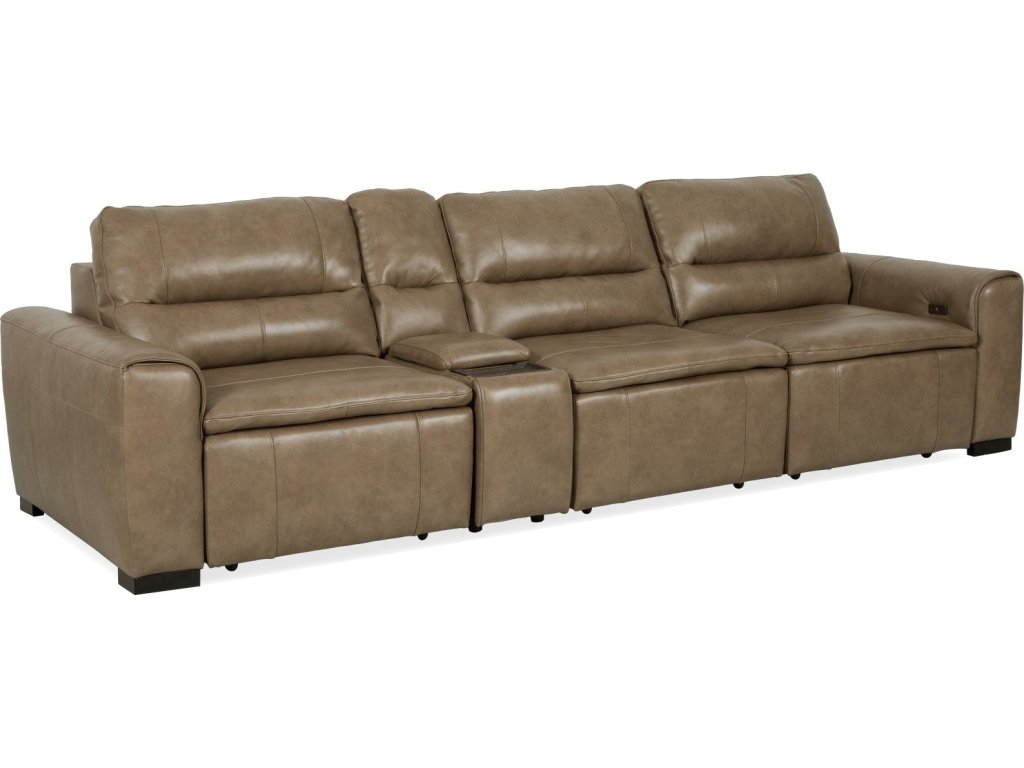 Graham River Leather Power Sliding Sectional