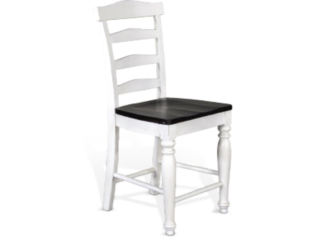 24"H Ladderback Barstool Wood Seat