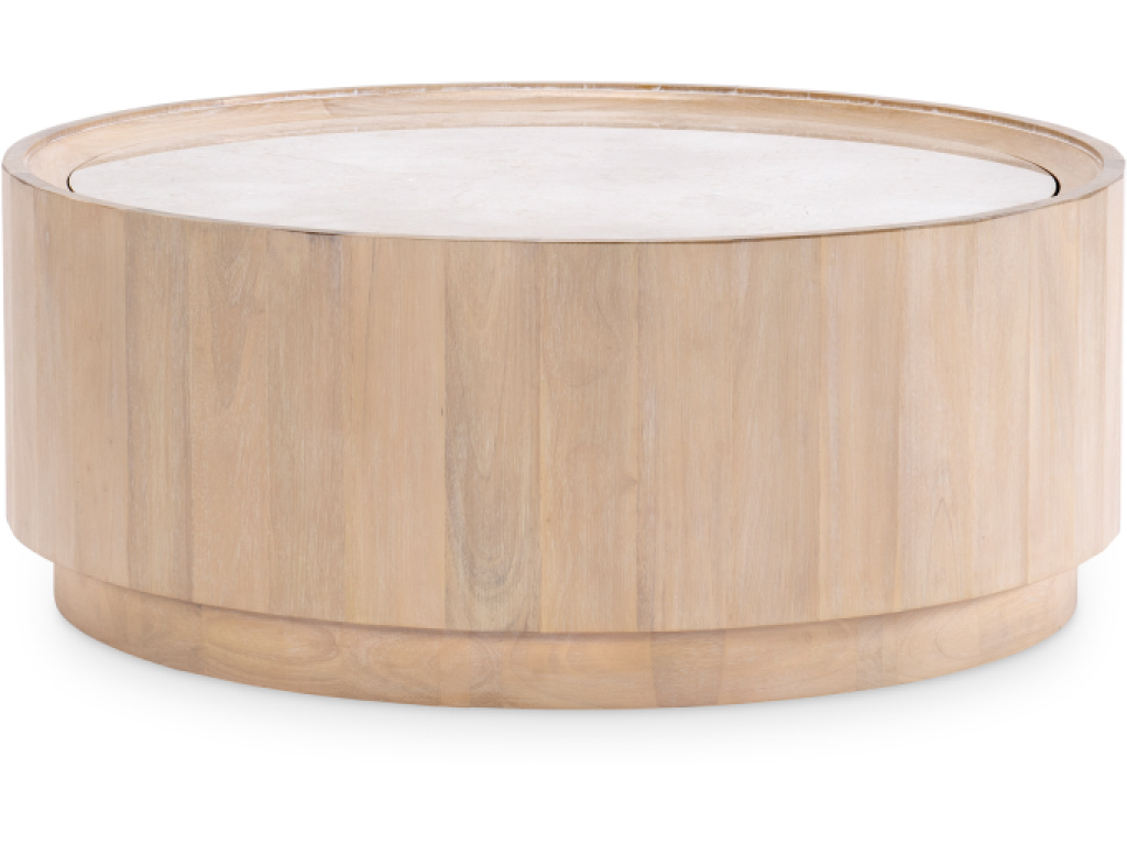 Round Cocktail Table w/ Travertine Top