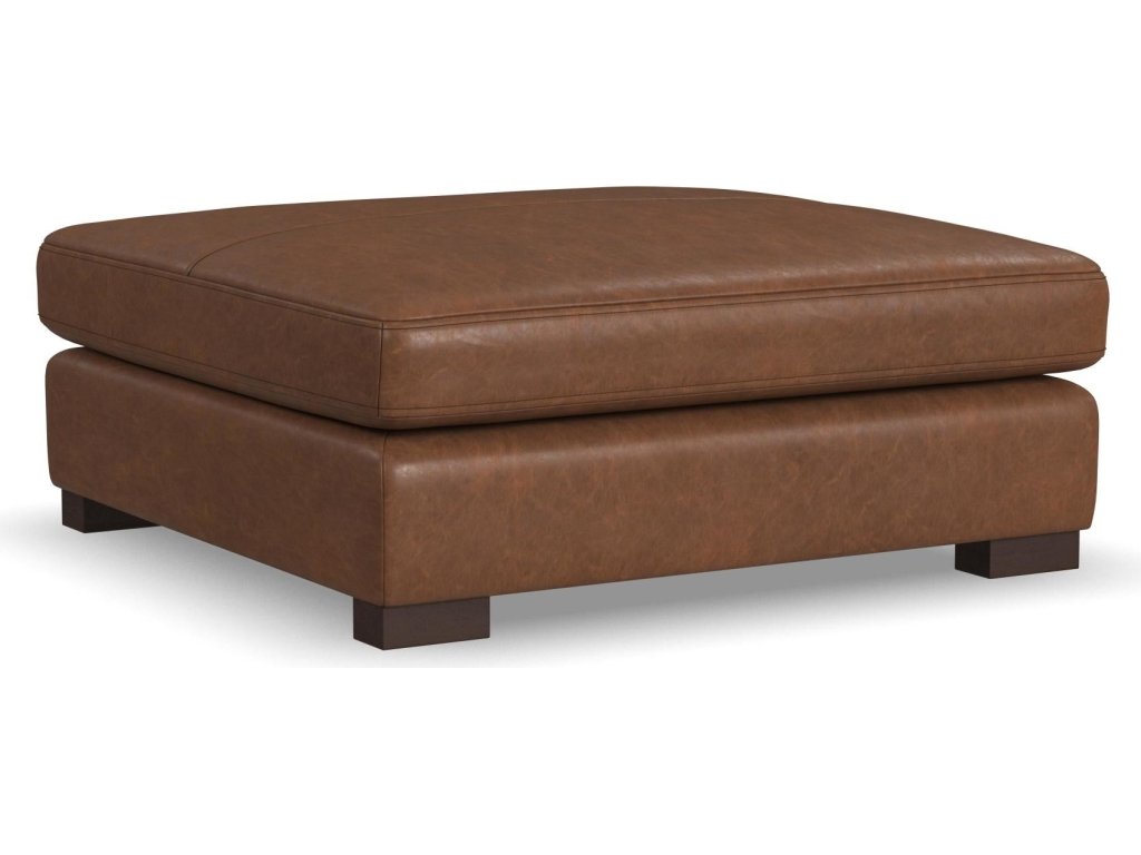 Endurance Chestnut Leather Square Cocktail Ottoman