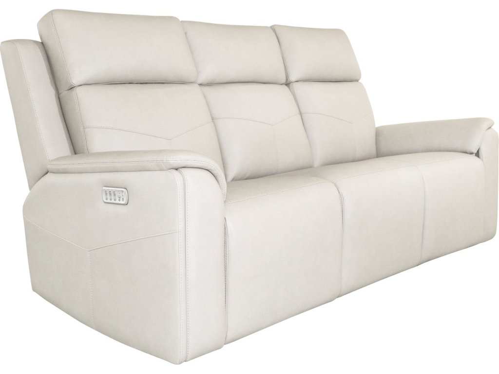 Vernon Dove Grey Fabric Power Reclining Sofa with Power Headrests, Lumbar, Heat & Massage