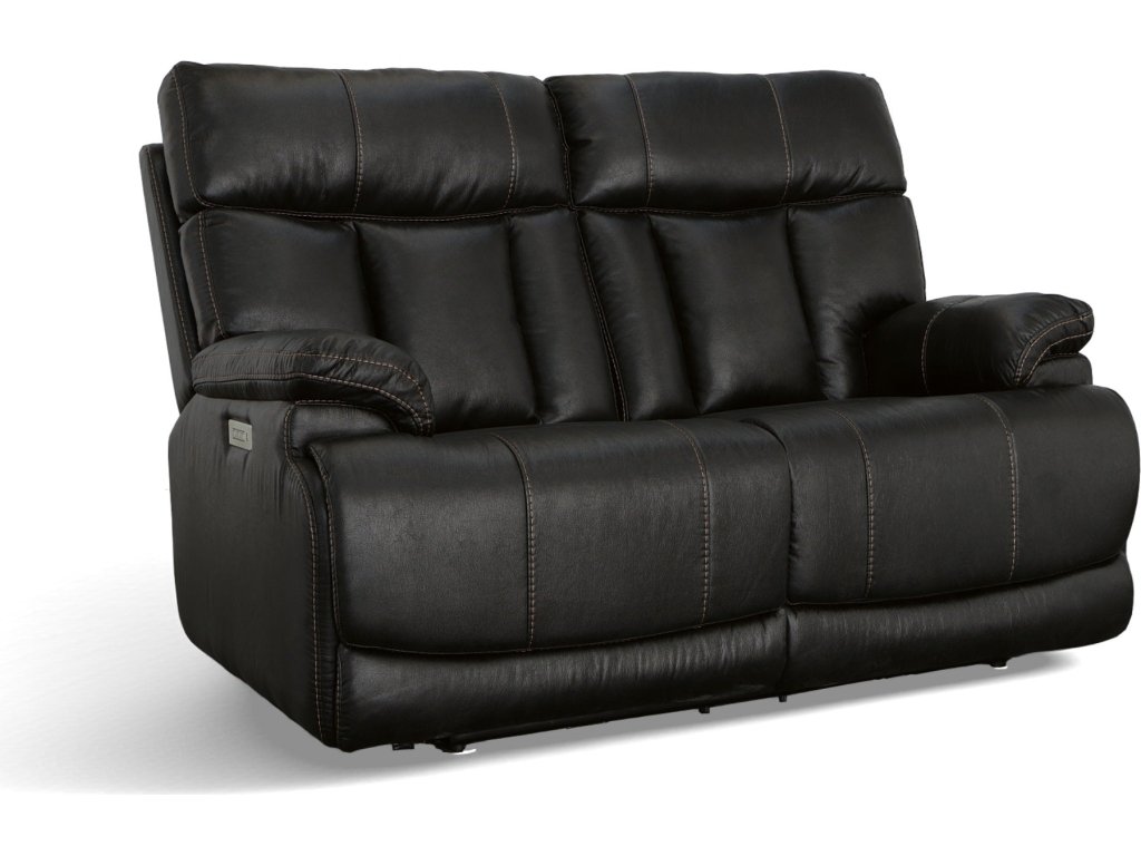 Clive Peppercorn Fabric Power Reclining Loveseat with Power Headrests & Lumbar