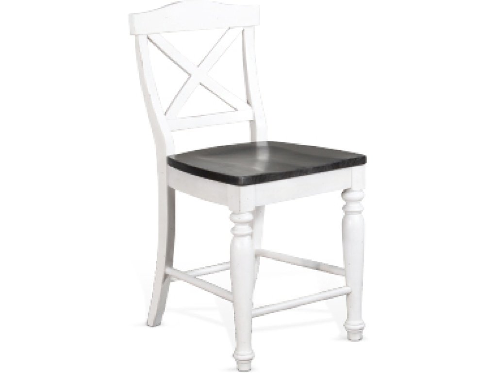 24"H Carriage House Crossback Barstool Wood Seat