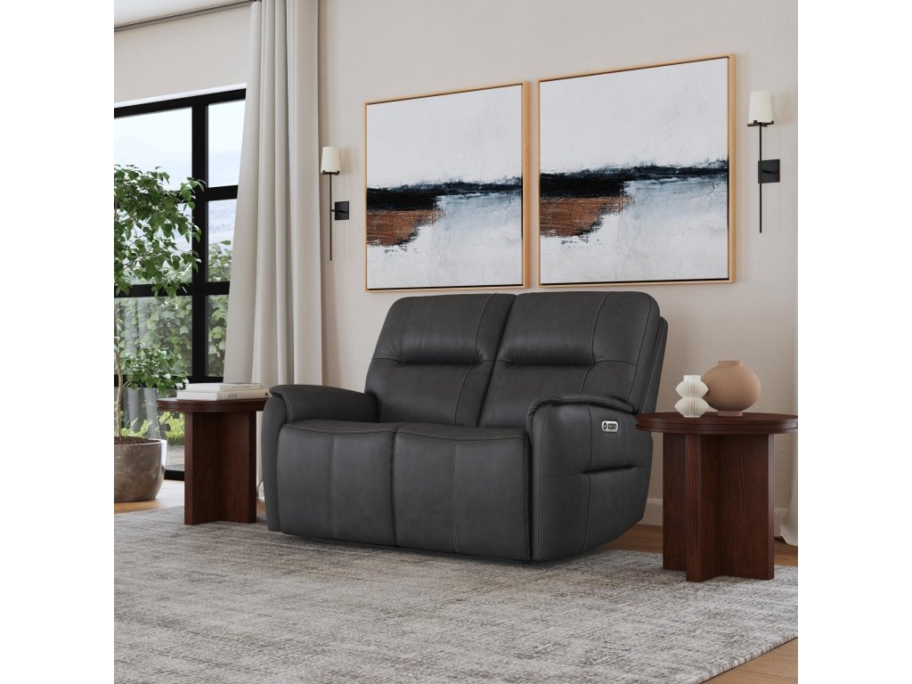 Wilson Thunder Leather Power Reclining Loveseat with Power Headrests