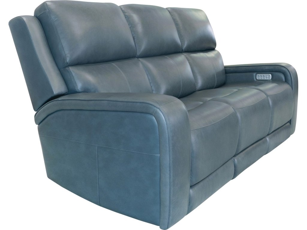 Oasis Storm Leather Power Reclining Sofa with Power Headrests, Lumbar, Heat & Massage