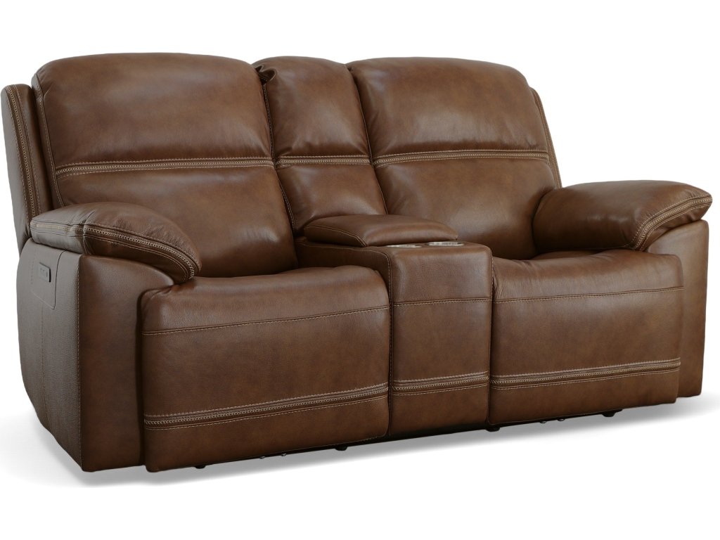 Jackson Whiskey Leather Power Reclining Loveseat with Console & Power Headrests