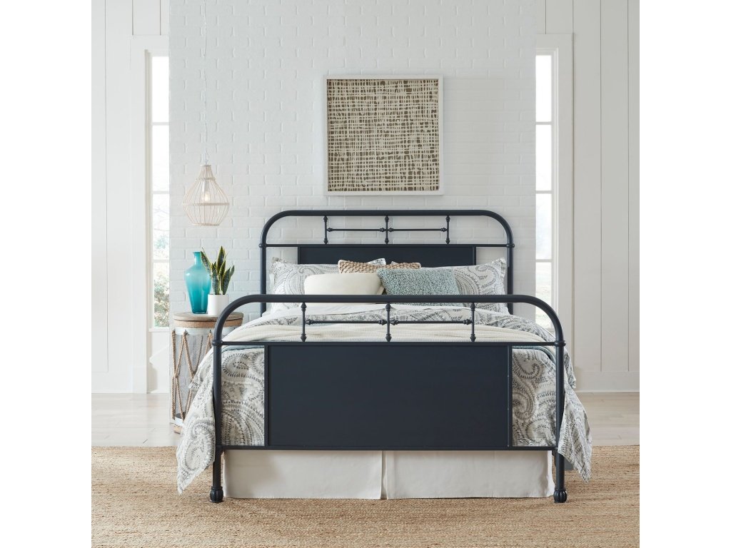 Queen Metal Bed- Navy