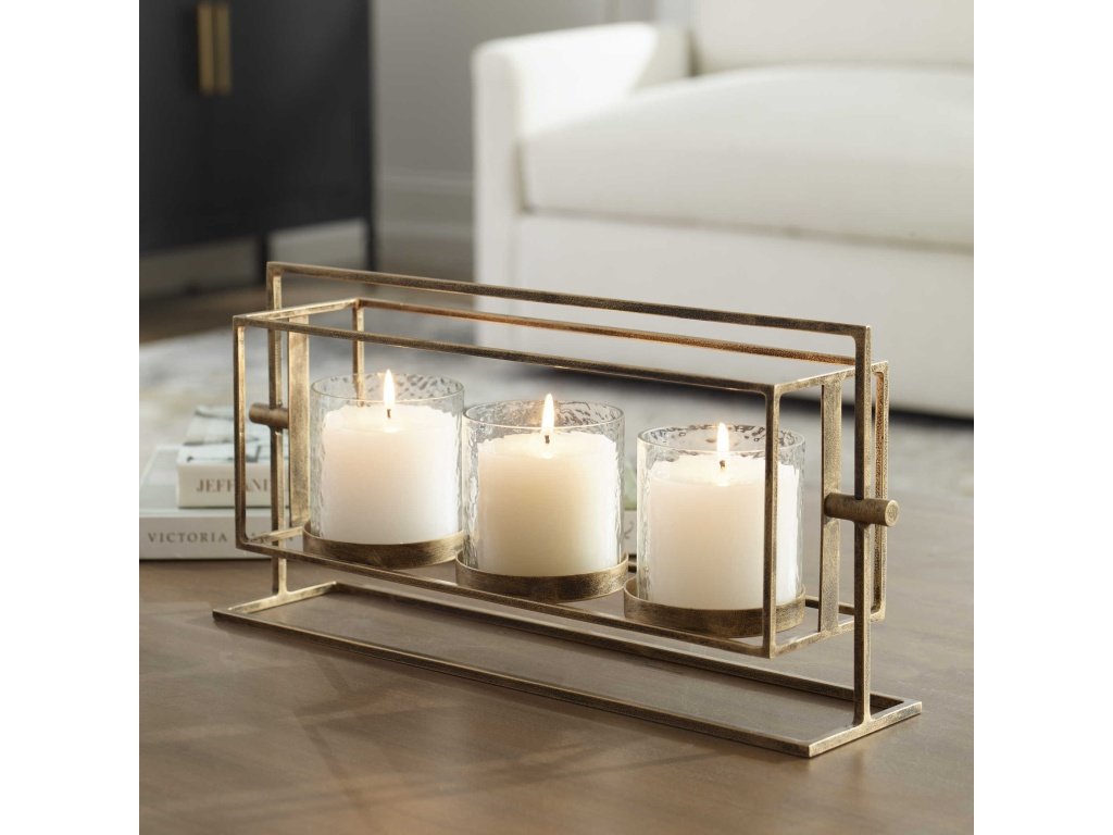 Wenman Triple Candleholder, Gold