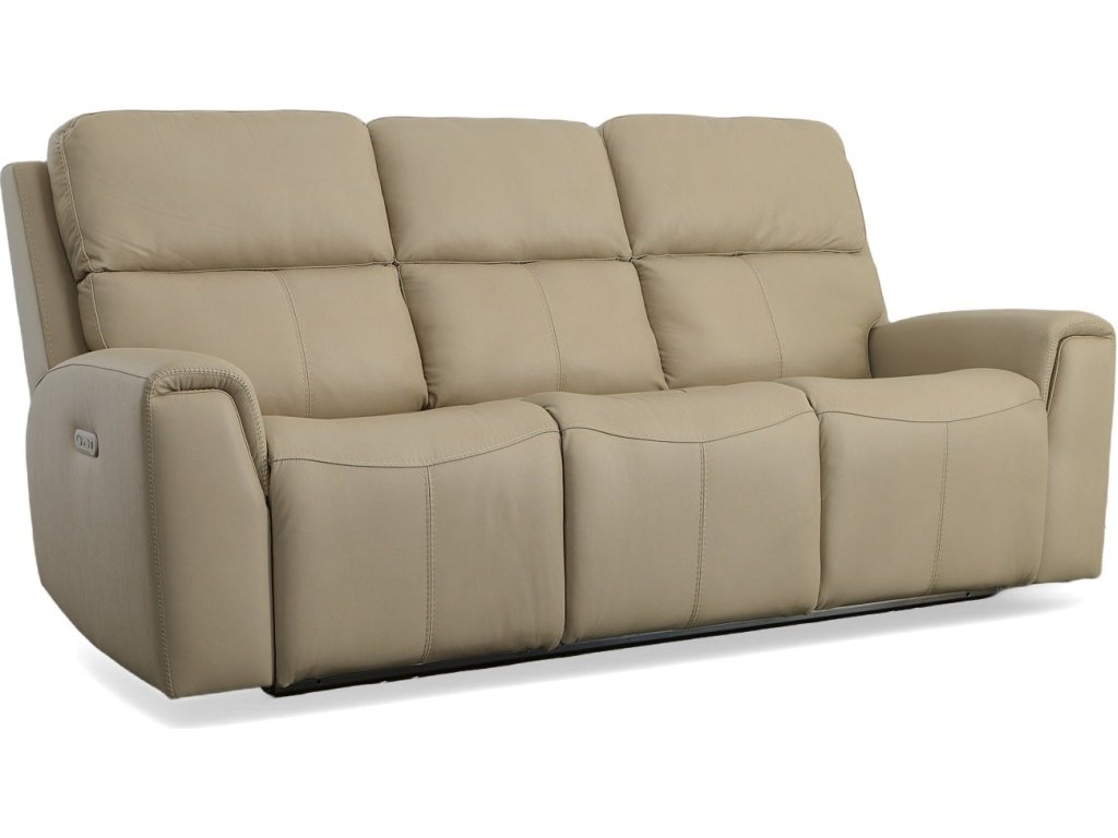 Jarvis Parchment Leather Power Reclining Sofa with Power Headrests