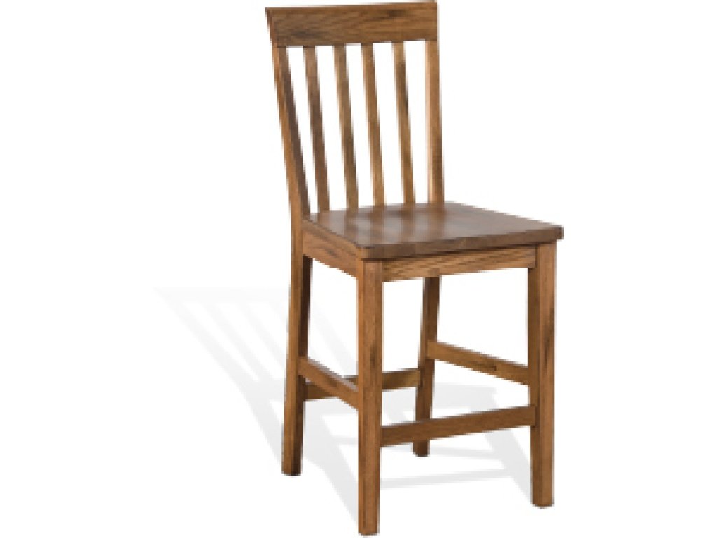 24”H Sedona Slatback Barstool Wood Seat