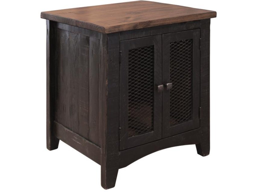 2 Metal Mesh Doors End Table