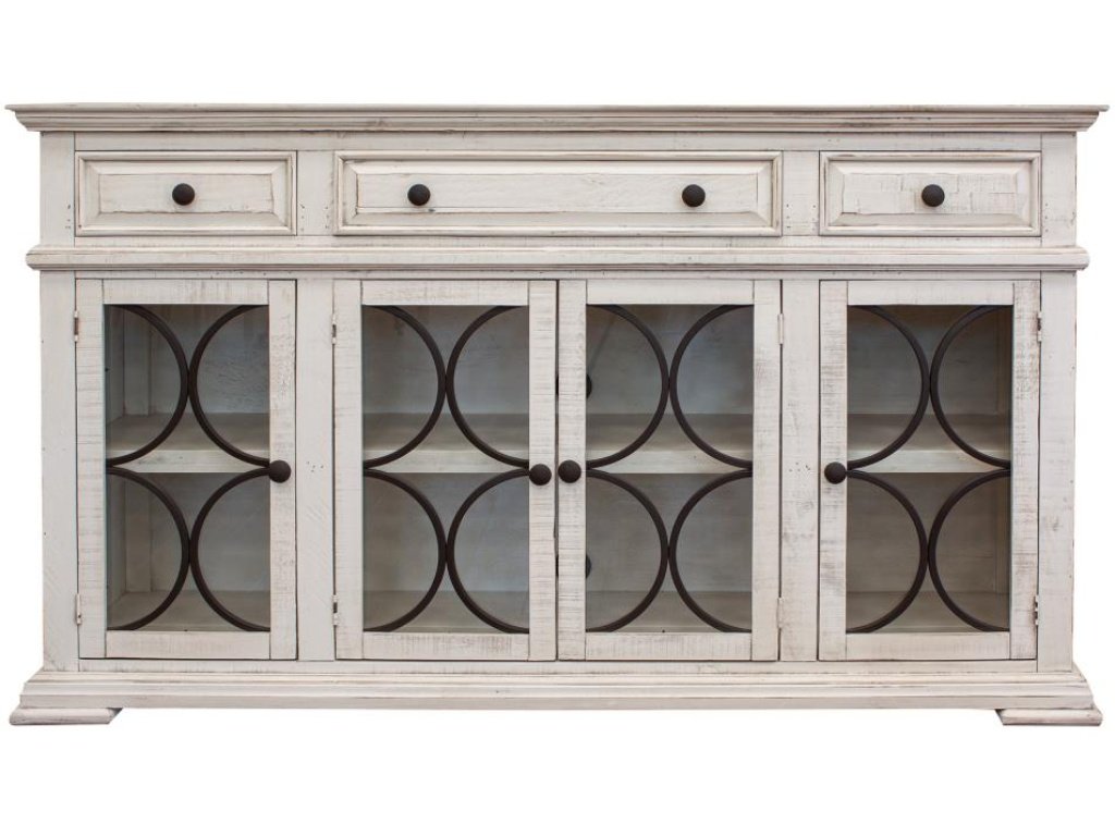 4 Glass Doors 3 Drawers Console