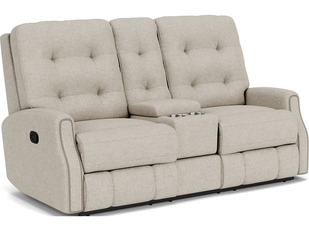 Devon Fabric Reclining Loveseat with Console