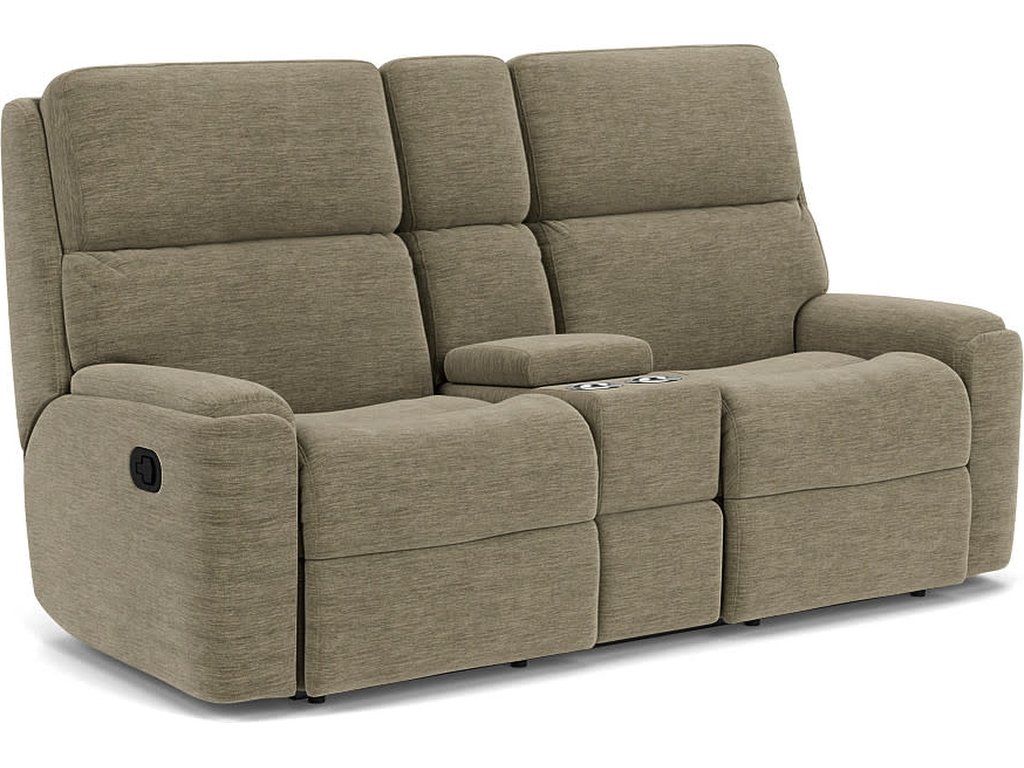 Rio Fabric Reclining Loveseat with Console