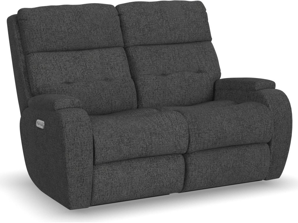 Strait Fabric Power Reclining Loveseat with Power Headrests