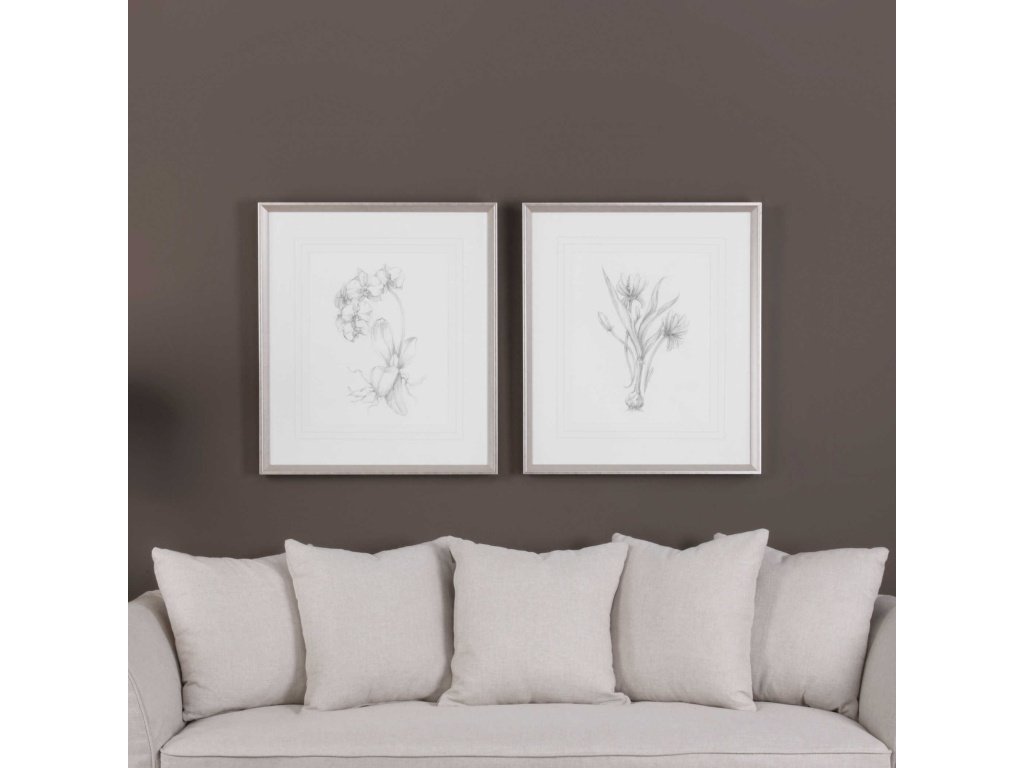 Botanical Sketches Framed Prints, S/2