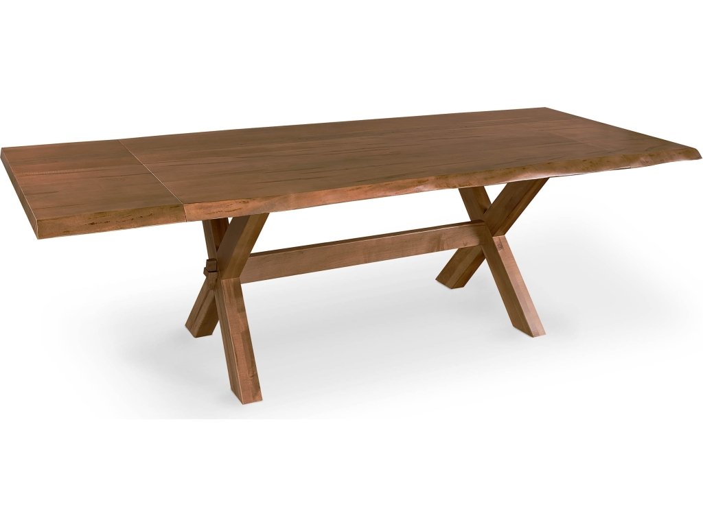 Crossbuck Live Edge Dining Table with Extendable Leaves