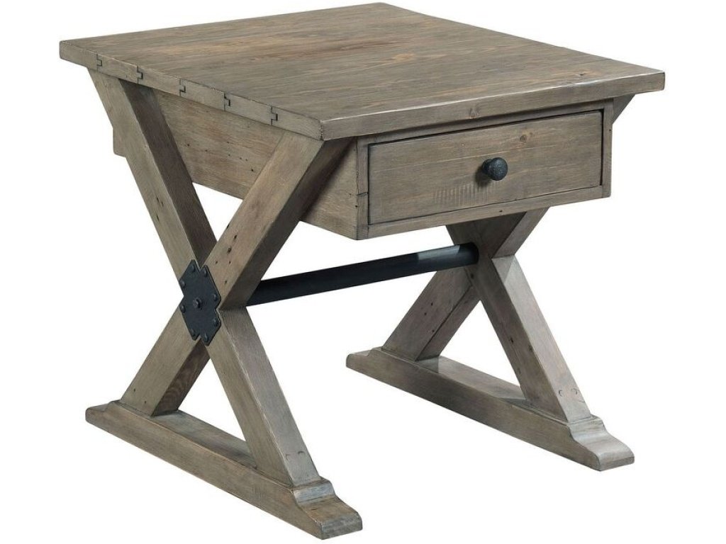 Trestle Drawer End Table