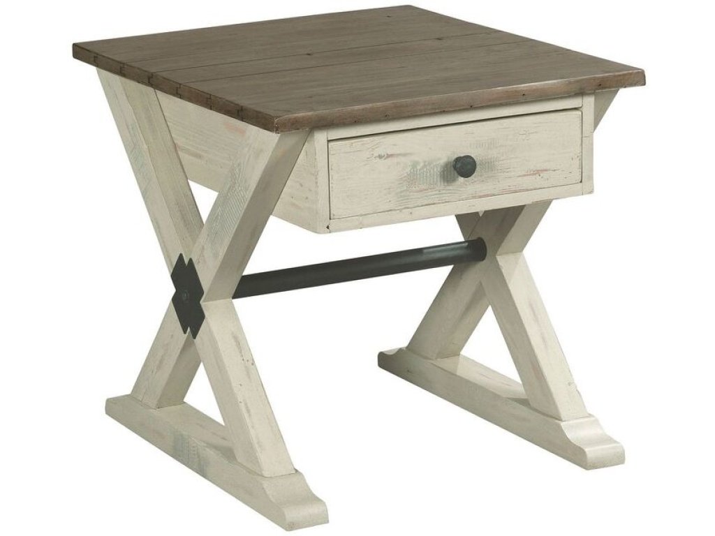 Trestle Drawer End Table