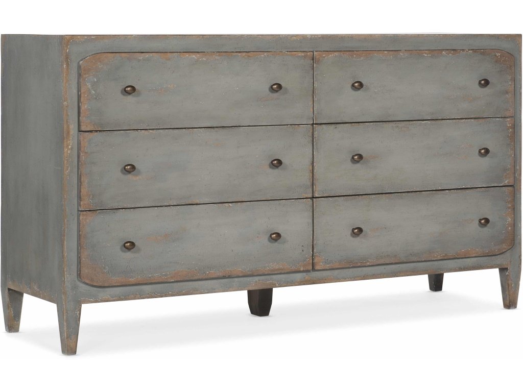 Ciao Bella Six-Drawer Dresser- Speckled Gray