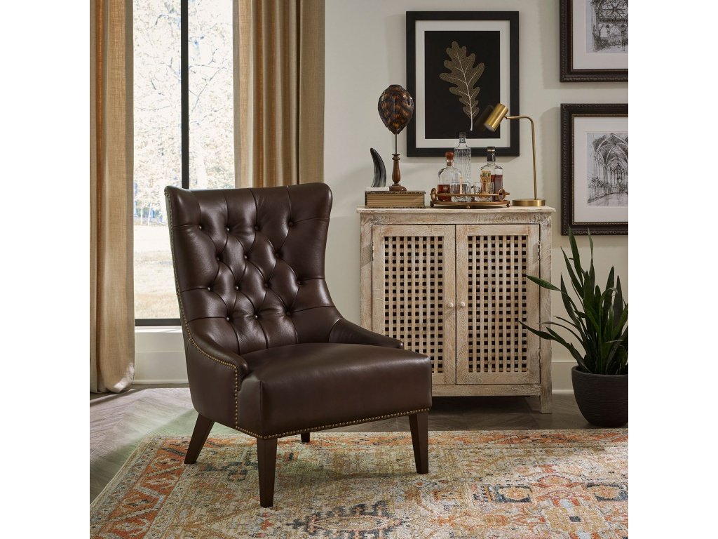 Leather Accent Chair - Brown