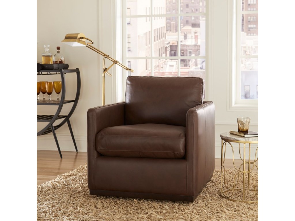 Leather Swivel Accent Chair - Timber