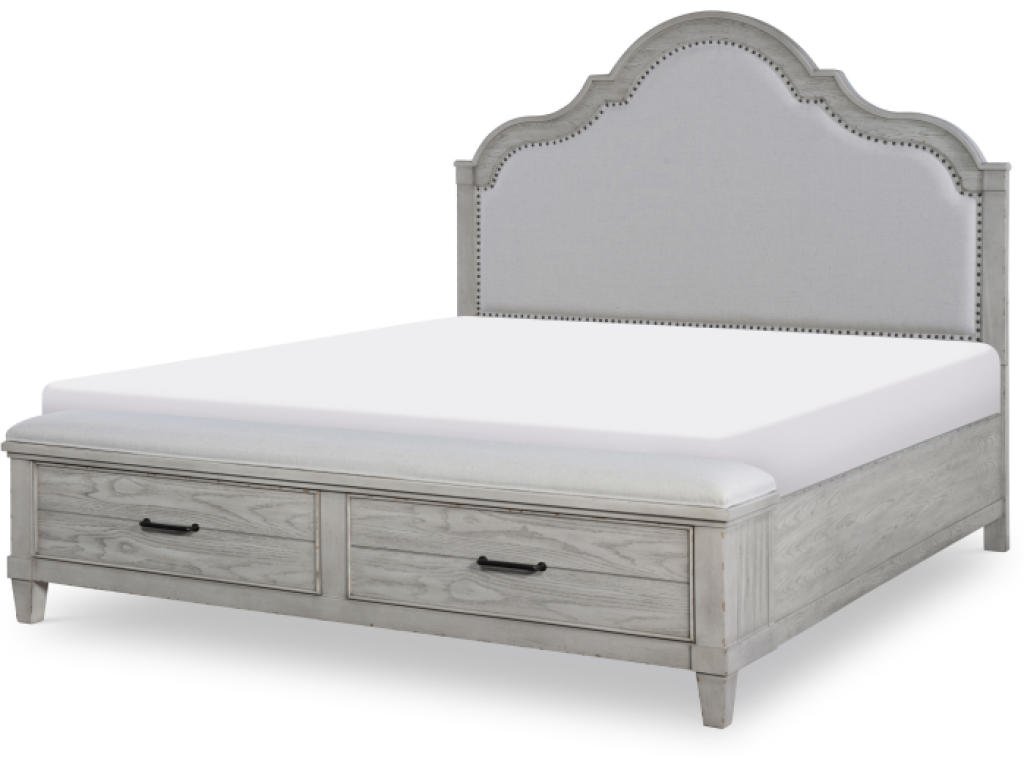 Uph Panel Bed w/Storage Footboard, CA King