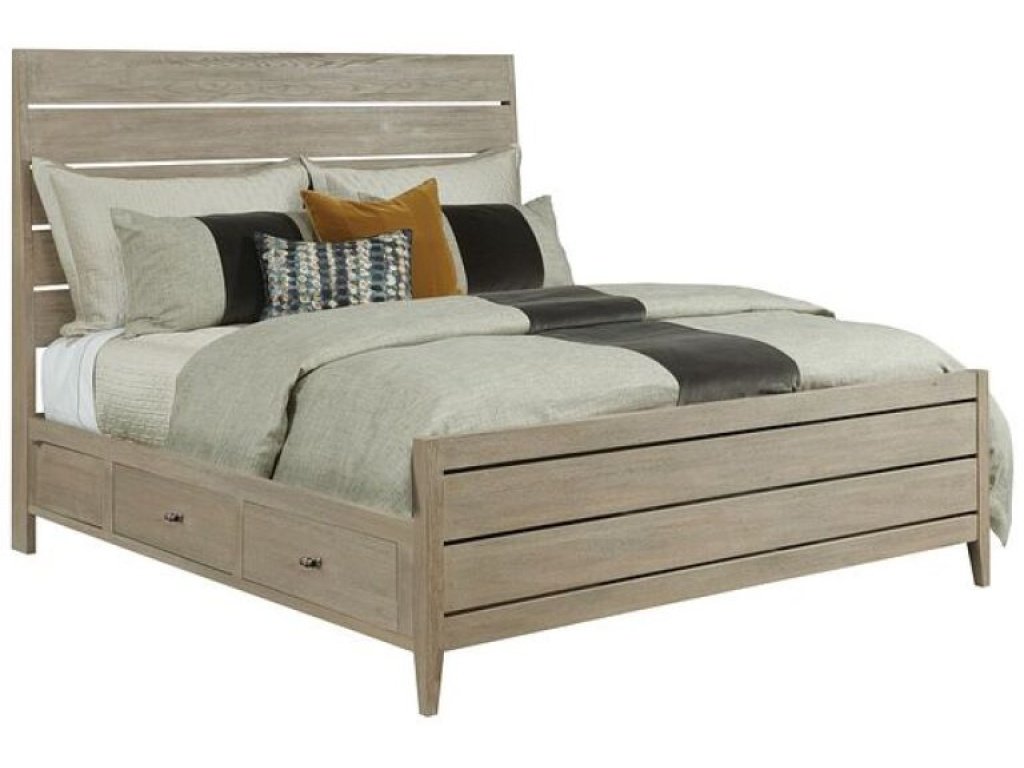 Incline Qn Oak High Bed W/Storage Rails - Complete