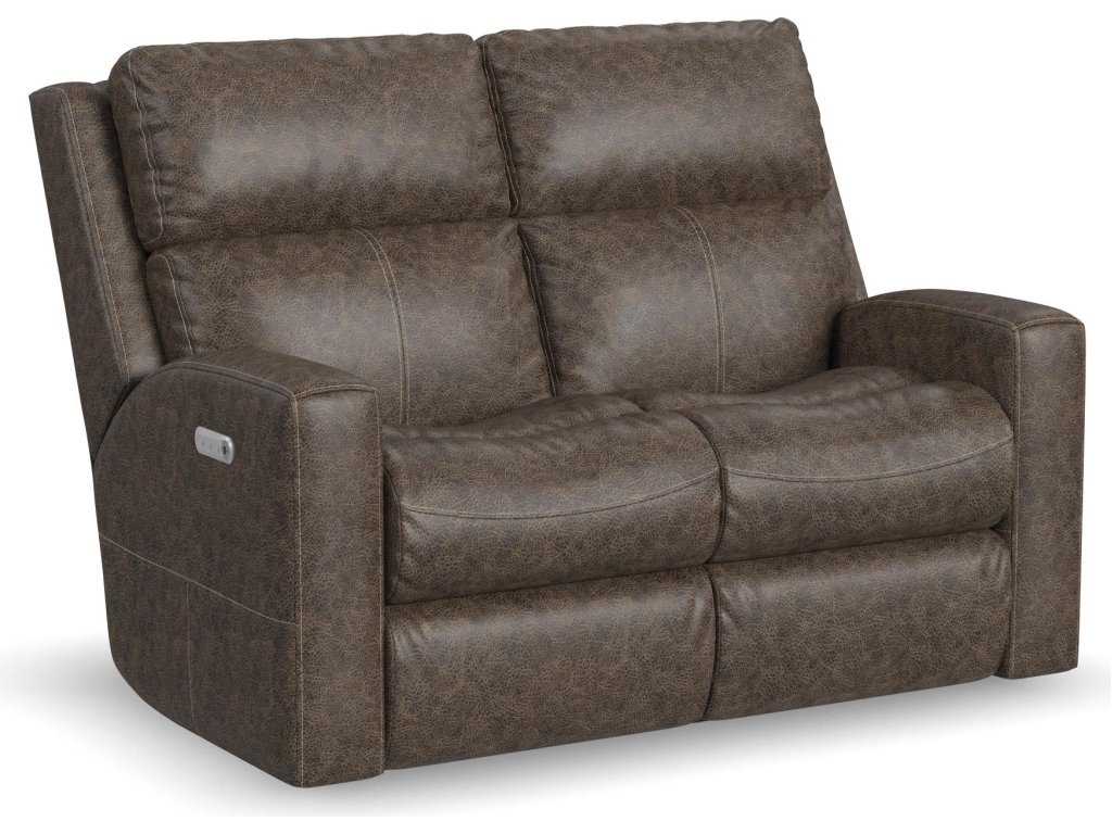 Score Leather Power Reclining Loveseat with Power Headrests & Lumbar