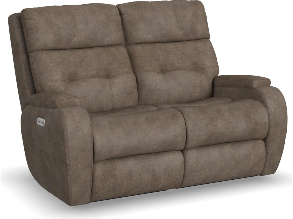 Strait Leather Power Reclining Loveseat with Power Headrests