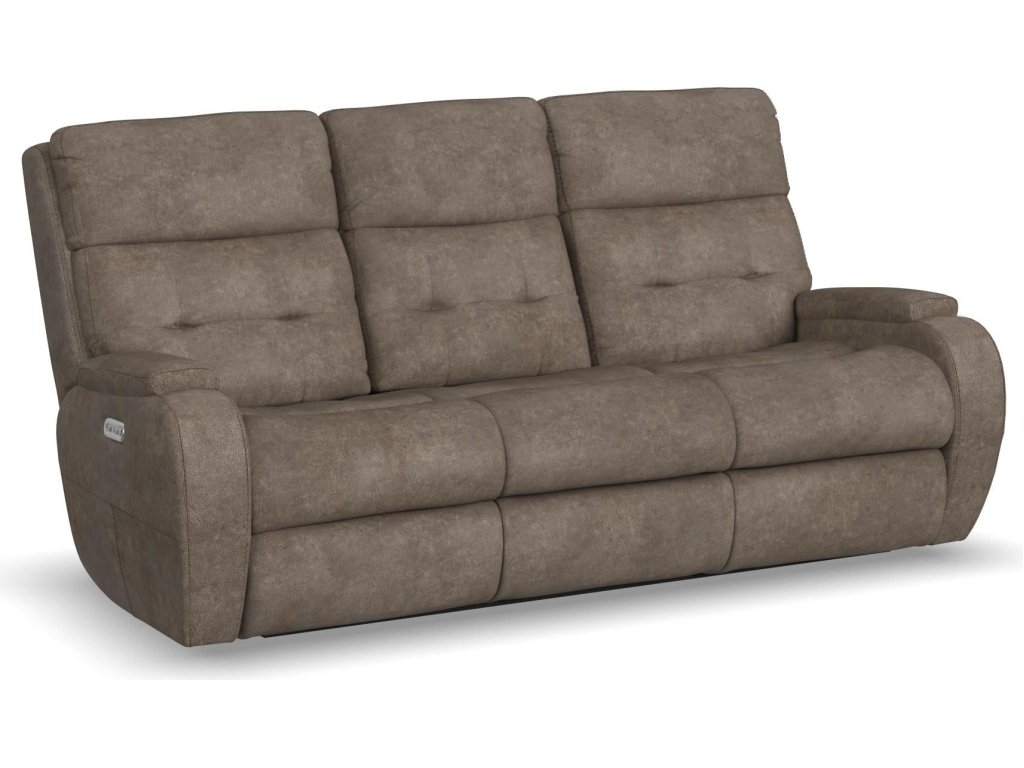 Strait Leather Power Reclining Sofa with Power Headrests