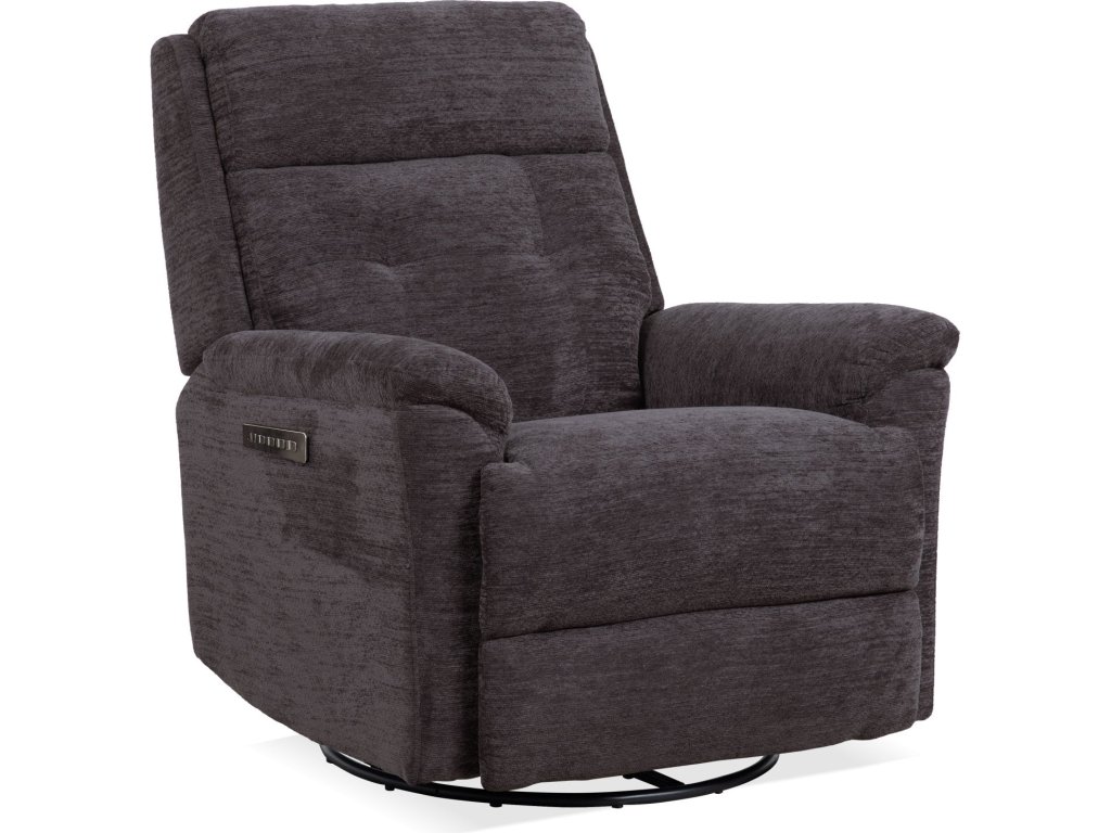 Sophisticated Steel Perfect Match Power Swivel Gliding Recliner with Power Headrest & Lumbar