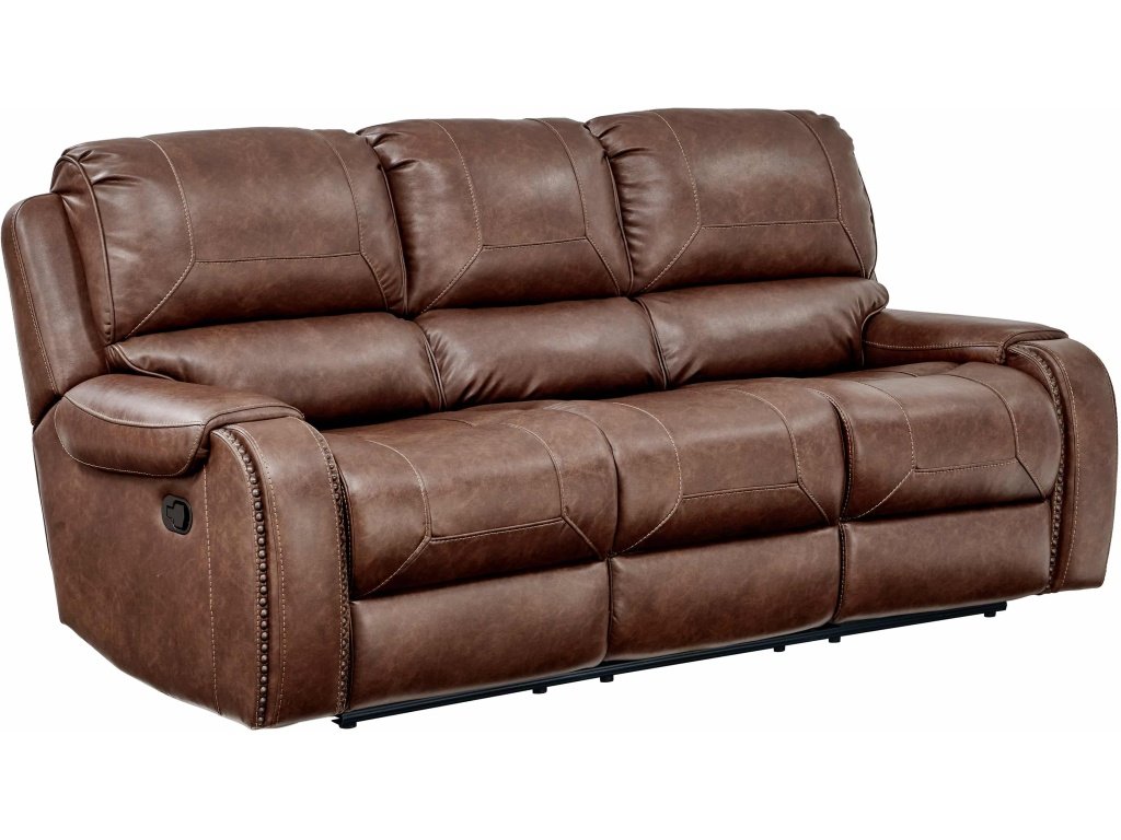 Dual Recliner Sofa With Dropdown Charging Console In Mesquite Brown