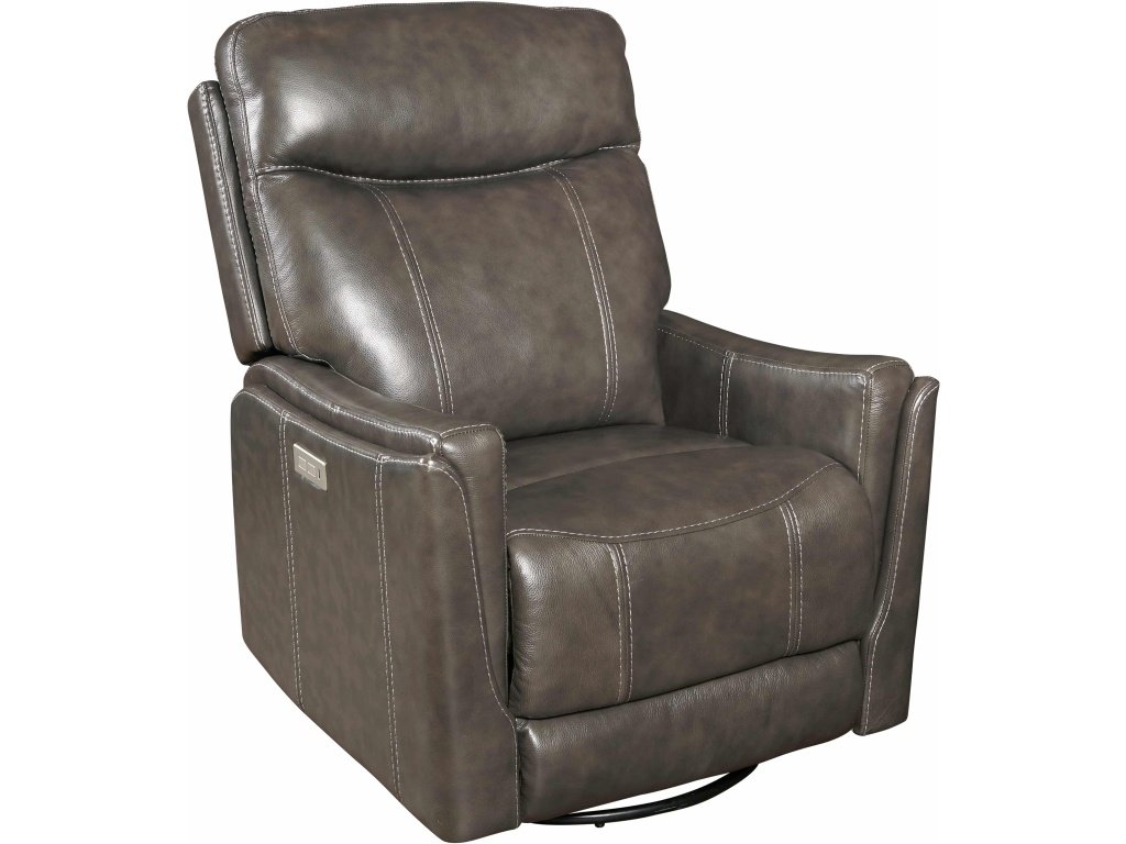 Contemporary Swivel Glider Recliner In Ranier Steel