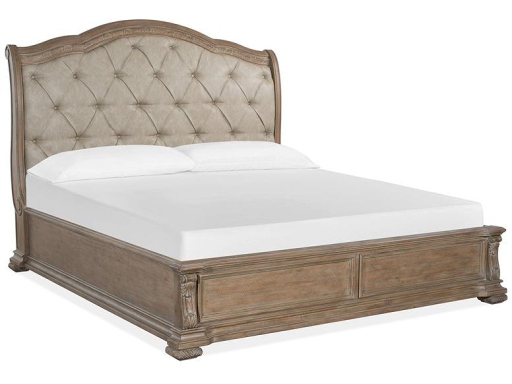 Complete Queen Sleigh Storage Bed with Upholstered Headboard