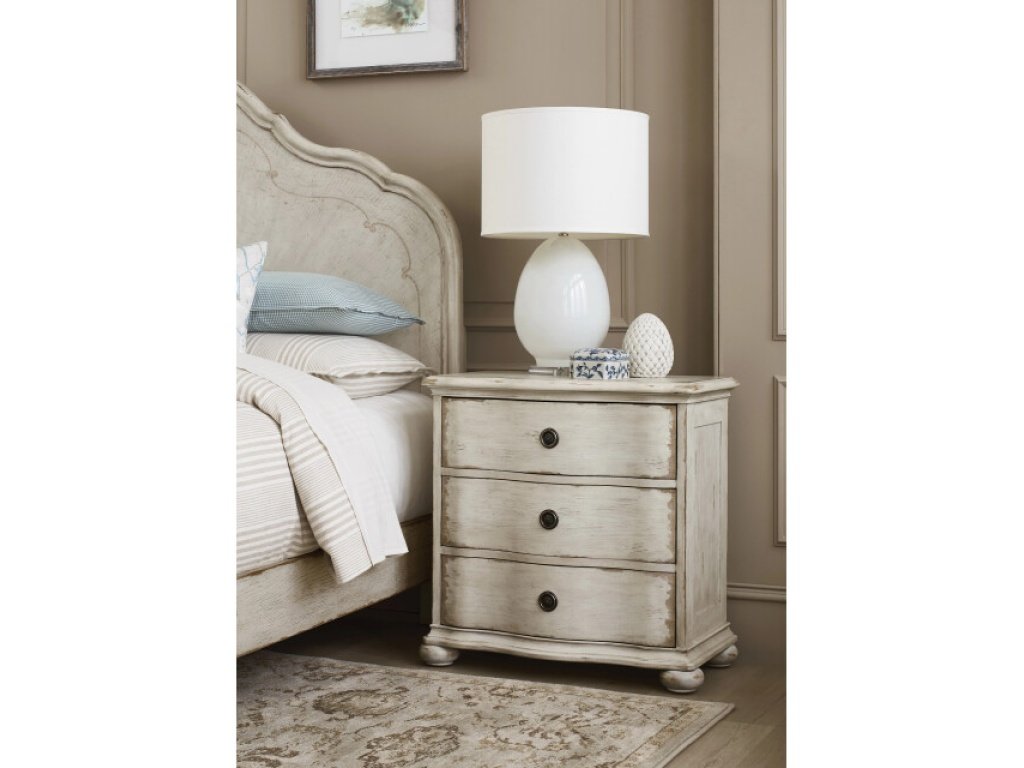 Helene Three Drawer Nightstand - CrÃ¨me